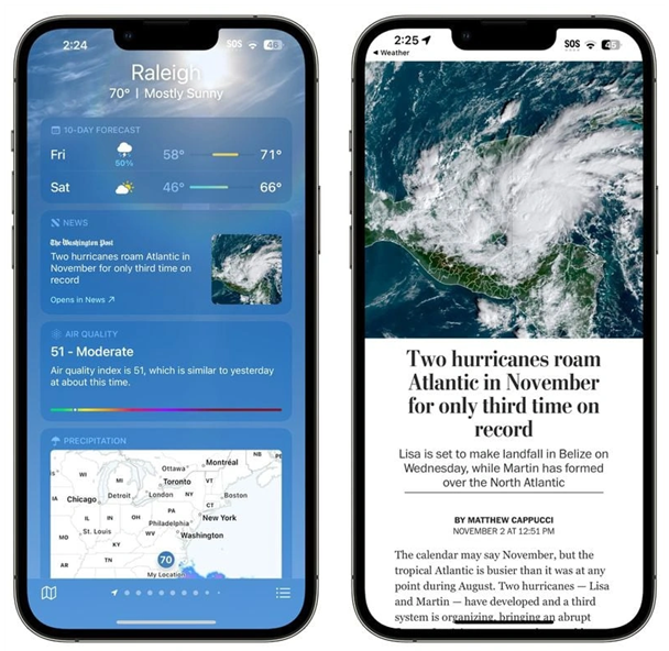 鹿邑苹果14维修分享iPhone 14手机如何看天气时顺带看新闻 
