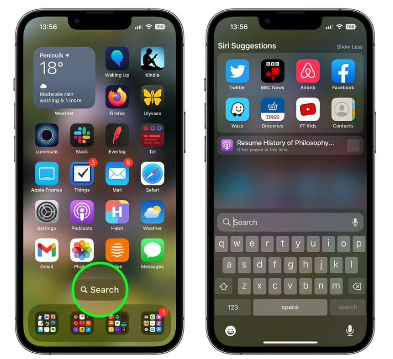 鹿邑苹果手机维修分享升级到 iOS 16 后，如何删除主屏幕上的搜索按钮 