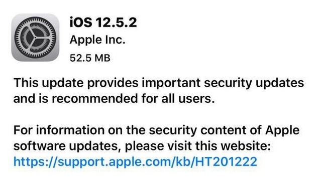 鹿邑苹果手机维修分享iOS12.5.2发布，建议所有老苹果用户安装 